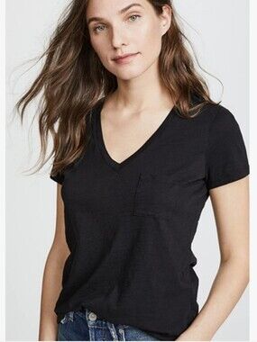Madewell Black V neck Cotton Tee XS